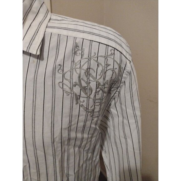 ROAR Buckle Enough Excuses Embroidered White Long Sleeve Button Shirt Men's XL - Picture 2 of 12